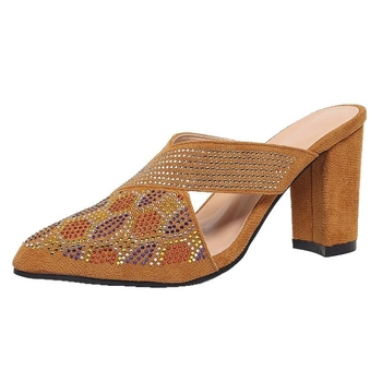 Naiste 2025. aasta kevad- ja suvepidulikud pluss-suuruses Baotou kõrge kontsaga sandaalid, uued Euroopa ja Ameerika terava kontsaga paksu kontsaga moesandaalid