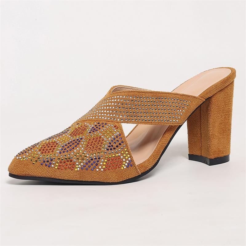 Naiste 2025. aasta kevad- ja suvepidulikud pluss-suuruses Baotou kõrge kontsaga sandaalid, uued Euroopa ja Ameerika terava kontsaga paksu kontsaga moesandaalid