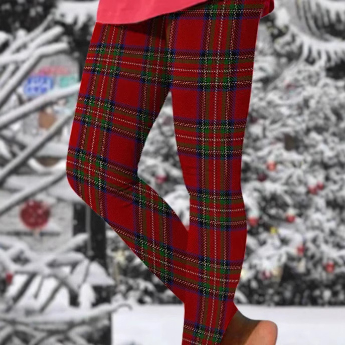 Amerikai Retro Akadémia stílusú piros kockás, szűk nadrág, európai és amerikai Amazon Független Állomású Nadrág, lezser női téli nadrág