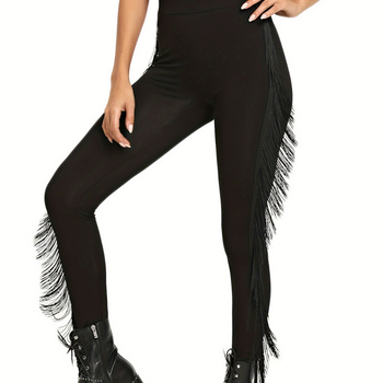 Fekete bojtos, bojtos, dekoratív lezser leggings 2422