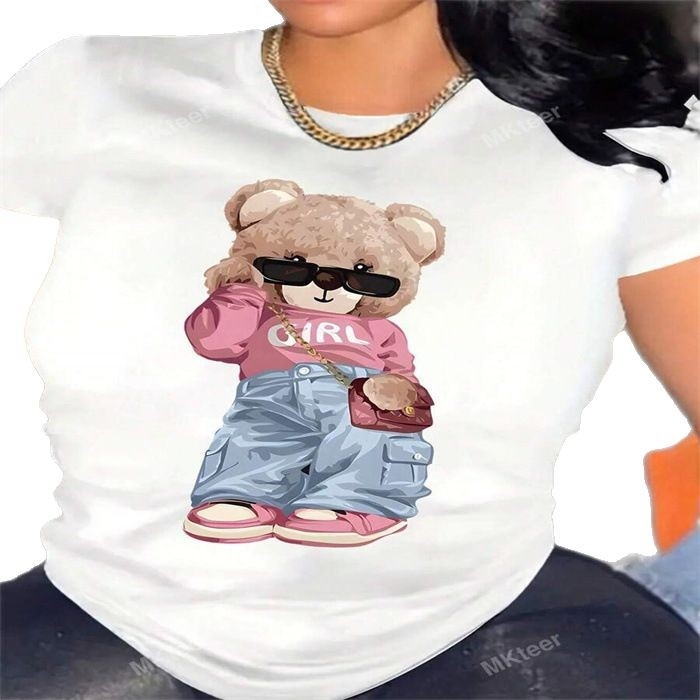 2025-ös nyári európai és amerikai Amazon határokon átnyúló legkelendőbb új nyomtatott kereknyakú, laza, plus size rövid ujjú póló