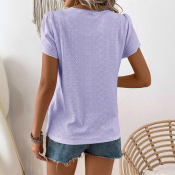 2025 Amazon VS AliExpress Új európai és amerikai határokon átnyúló robbanások egyszínű, rövid ujjú női felső póló