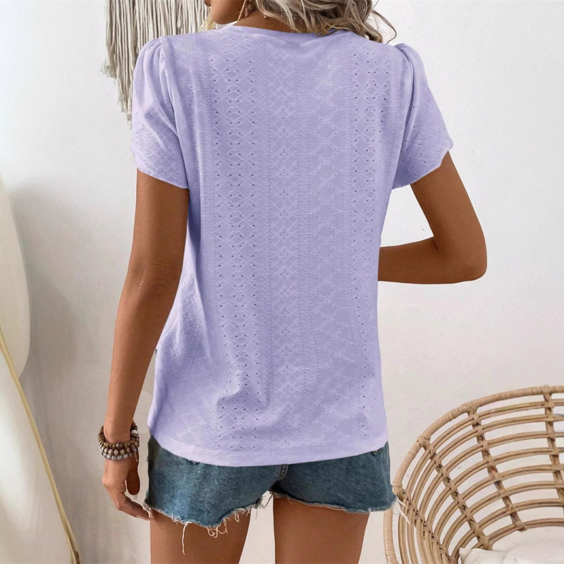 2025 Amazon VS AliExpress Új európai és amerikai határokon átnyúló robbanások egyszínű, rövid ujjú női felső póló