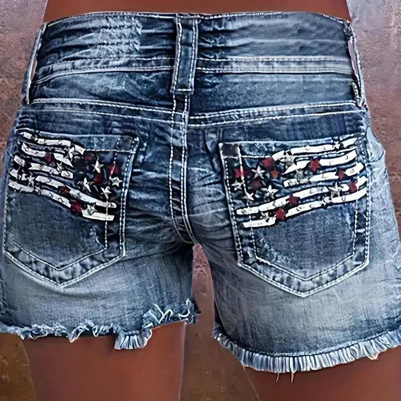 raktáron 2024 Nyár Amazon Flag Új Női Szexi Spice Girls Night Shop Köldökig Érő Elasztikus Mosott Farmer