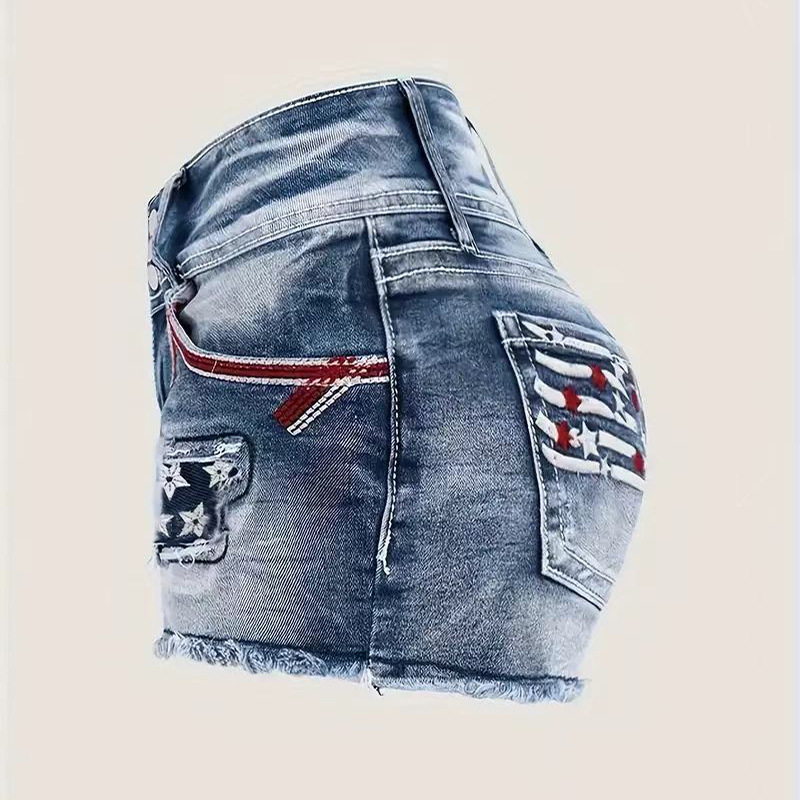 raktáron 2024 Nyár Amazon Flag Új Női Szexi Spice Girls Night Shop Köldökig Érő Elasztikus Mosott Farmer