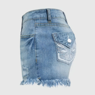 Határokon átnyúló trendi, szakadt, durva élű, plus size női farmer 2024-es akció, új, magas derekú, személyiséghez illő, farmer rövidnadrág