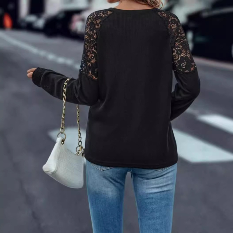 2024 Külkereskedelmi Határokon Átnyúló Amazon kívánság Varrás Csipke Hosszú Ujjú Laza V-nyakú Gofri Alkalmi Ruha Női H