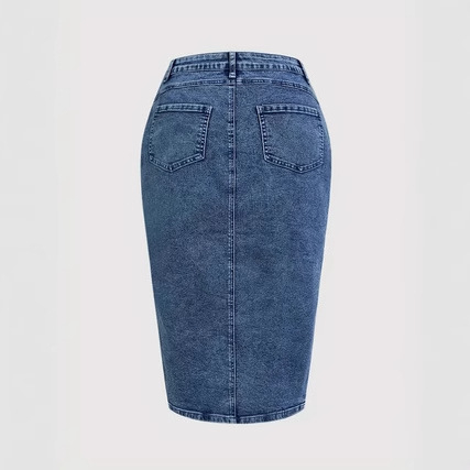 2025-ös európai és amerikai új retró plus size női csattal, magas elasztikus farmer elülső hasított szoknya