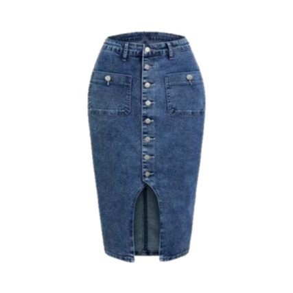 2025-ös európai és amerikai új retró plus size női csattal, magas elasztikus farmer elülső hasított szoknya