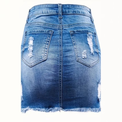 Határokon átnyúló Amazon európai és amerikai nagyméretű szexi és sokoldalú, kézzel hordott, nyers szélű, magas derekú, szabálytalan csípőt takaró farmerszoknya