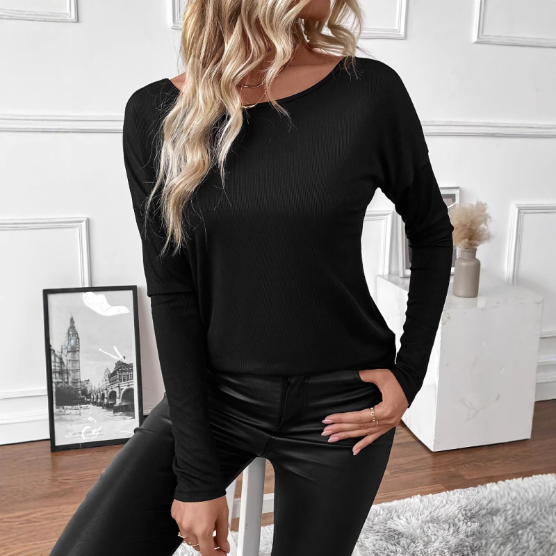 Határokon átnyúló, új, európai és amerikai női csipke, pillangóvirágos kötött hosszú ujjú, bordás póló