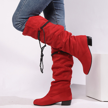 2024-es új, matt bársony magas sarkú csizma, vastag sarkú, középsarkú, alkalmi csizma, 40-47-es plus size, külkereskedelmi csizma