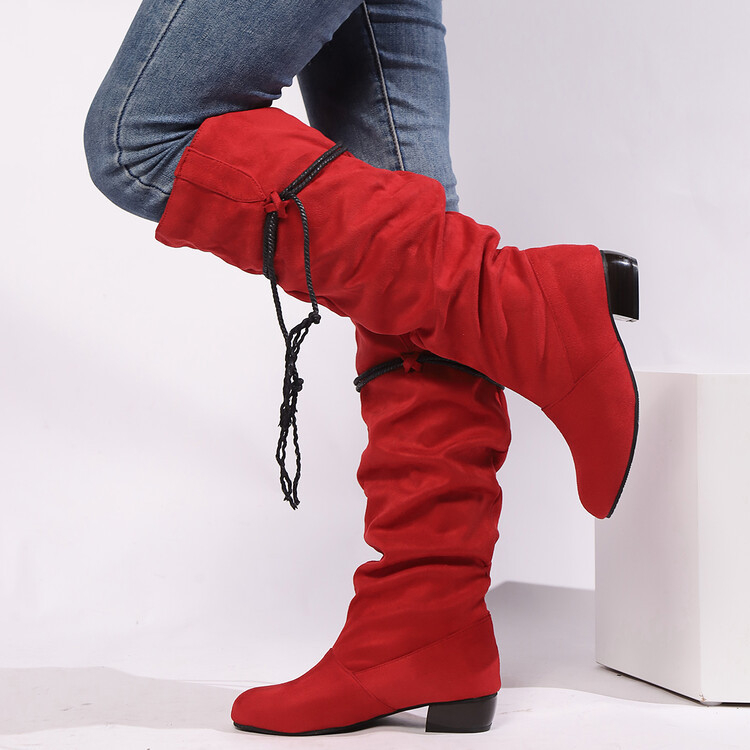 2024-es új, matt bársony magas sarkú csizma, vastag sarkú, középsarkú, alkalmi csizma, 40-47-es plus size, külkereskedelmi csizma