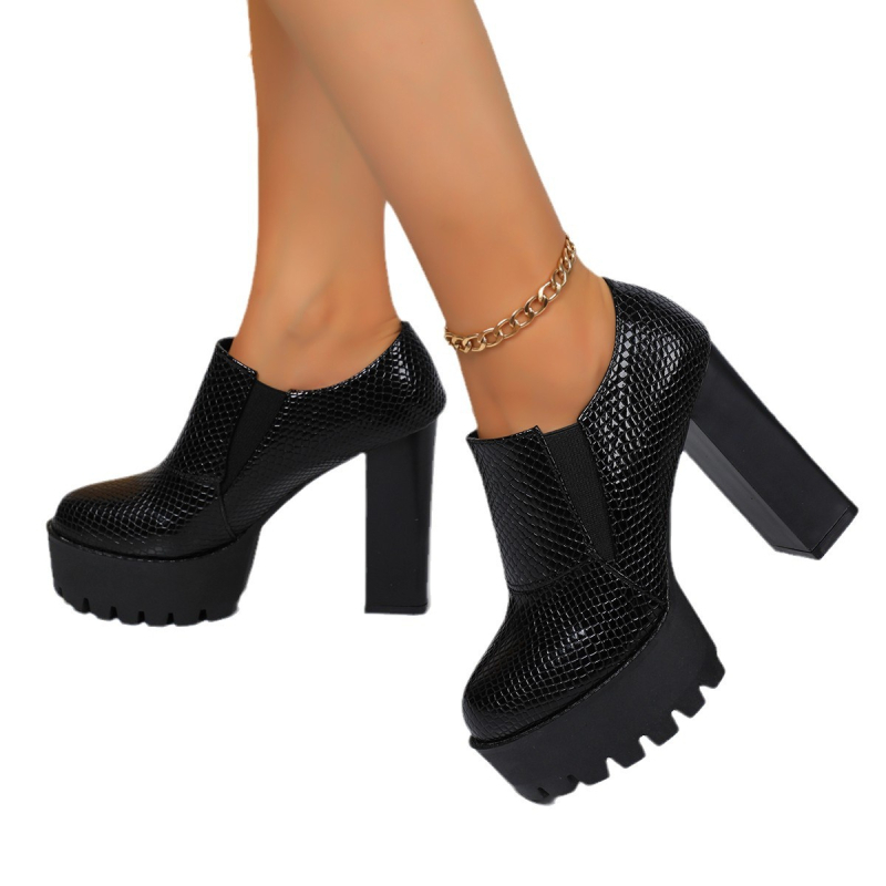 Vastag sarok Vastag talpú bőrcipők Női brit stílusú 2024 őszi és téli újdonságok Cipők Női lakkbőr platform Mély szájú, egyrétegű cipők