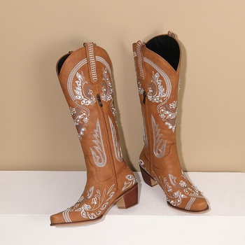 2023 téli új női cipők vastag sarok hegyes sarkú 40-43-as lovagcsizma európai és amerikai plus size oldalsó cipzáras magas sarkú csizma női cipők