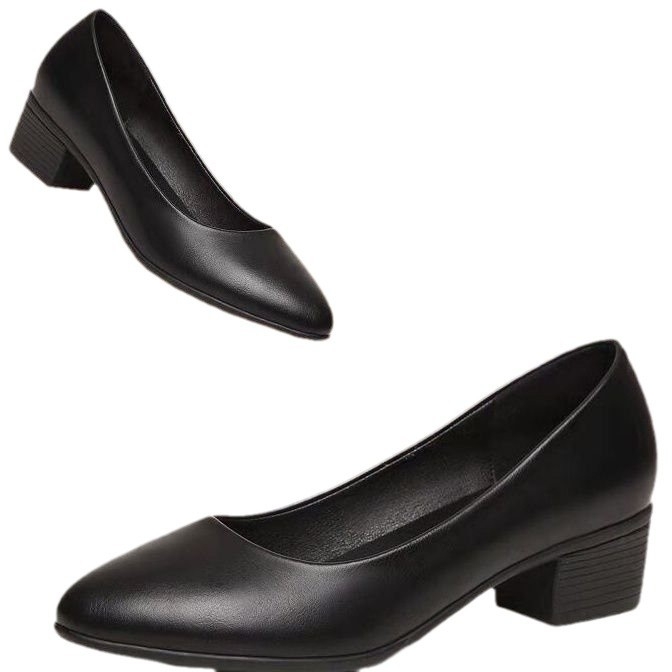 Kockás professzionális cipők, Munkacipők, Formális etiketthez illő interjúcipők, Női kis bőrcipők, 2024 új, középmagas sarkú tavaszi és őszi lapos cipők