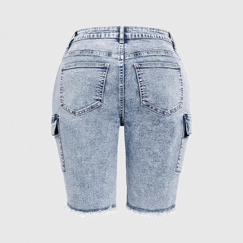 Amazon határokon átnyúló dropshipping európai és amerikai plus size női ruházat raktáron rugalmas, mosott, magas derekú, oldalzsebes farmernadrágok