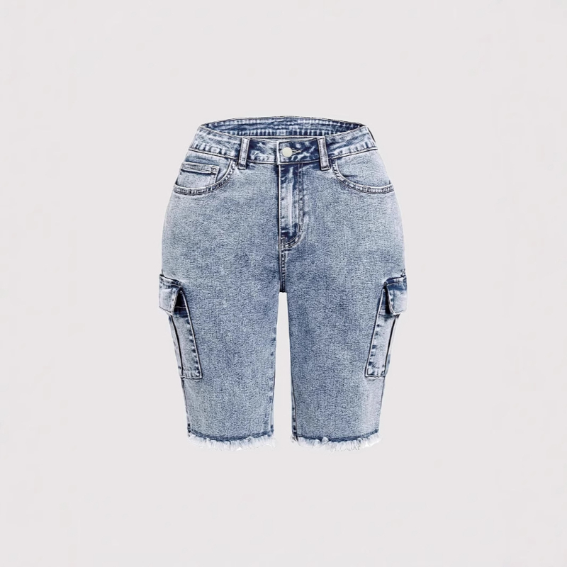 Amazon határokon átnyúló dropshipping európai és amerikai plus size női ruházat raktáron rugalmas, mosott, magas derekú, oldalzsebes farmernadrágok