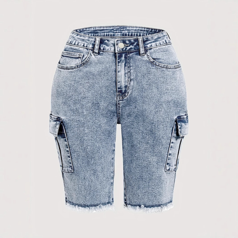 Amazon határokon átnyúló dropshipping európai és amerikai plus size női ruházat raktáron rugalmas, mosott, magas derekú, oldalzsebes farmernadrágok