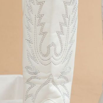 XY0052025 Határon átnyúló külkereskedelmi új magas sarkú, rövid hordós csizma, fehér western farmer lovas csizma