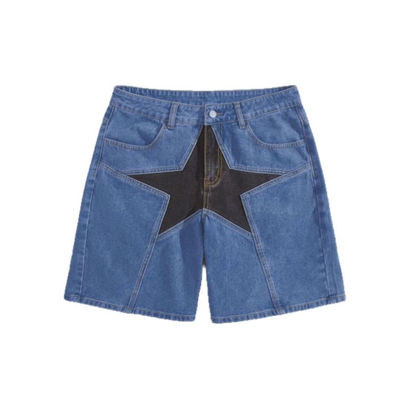 Határokon átnyúló külkereskedelem Amazon Európa és Amerika Design Sense Star farmer rövidnadrágok Női divatos amerikai lezser laza egyenes szárú rövidnadrág