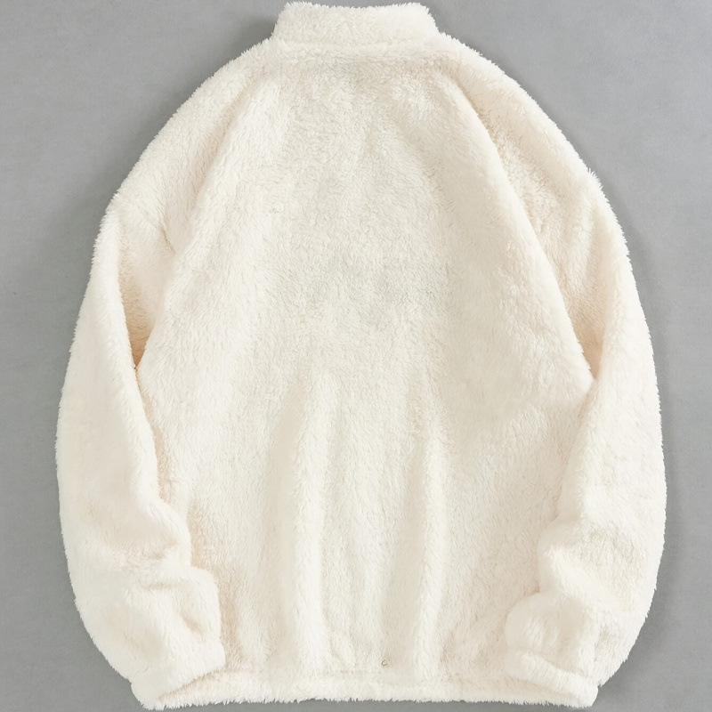 2024-es őszi/téli Amazon AliExpress határokon átnyúló új, egyszínű, hímzett, félcipzáras gallérral ellátott, laza plüss melegítőfelső