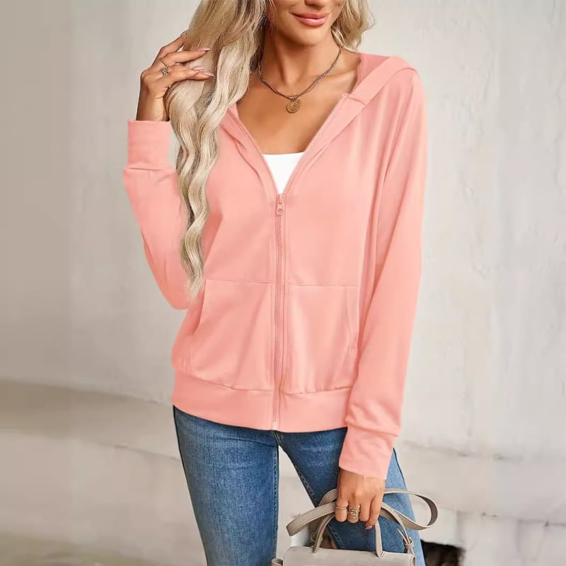 Hanorac Cardigan cu Fermoar Complet Dungat Potrivit pentru Bluză cu Capuscă Ușoară Stretch Activ Yoga Exerciții Sport