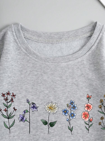 Gyári nagykereskedelmi virágmintás, bélelt, termo pulóver, európai és amerikai poliészterből