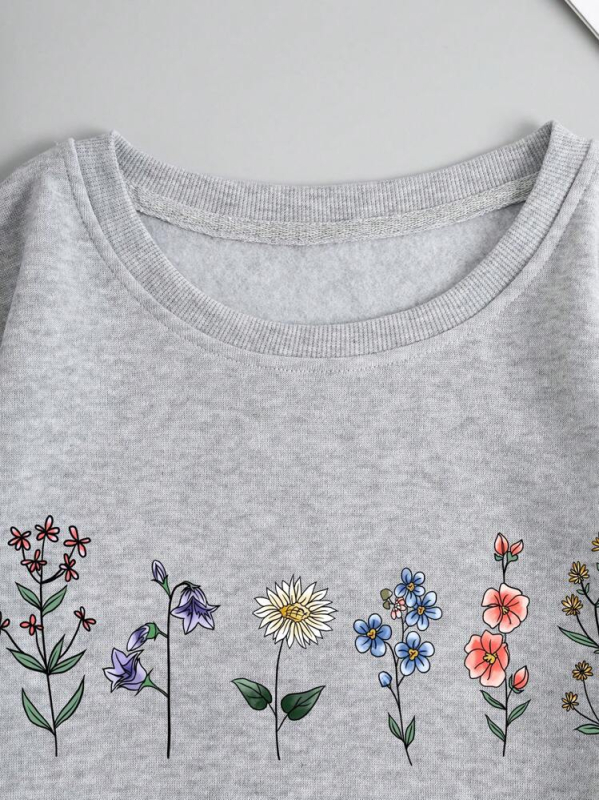 Gyári nagykereskedelmi virágmintás, bélelt, termo pulóver, európai és amerikai poliészterből