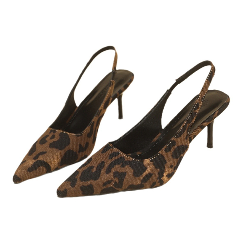 Külkereskedelmi, határokon átnyúló, plus size szandálok, női 2024-es új, őszi és téli, hegyes, sekély szájú, leopárdmintás tűsarkú, elegáns, divatos magas sarkú cipők