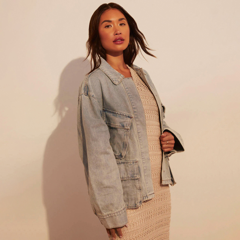 2024 Noua jachetă din denim transfrontalieră Amazon europeană și americană pentru femei, spălată, nostalgică, super fierbinte