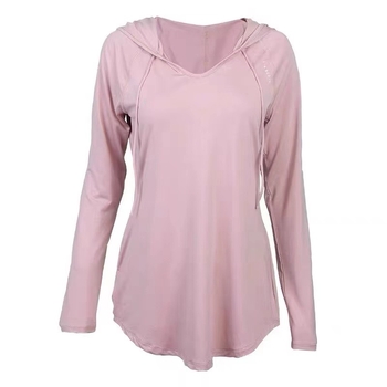 Naiste spordipluusi jooga pikkade varrukatega T-särk vabaaja ja lahtise lõikega, kapuutsiga, pika stiiliga, kiiresti kuivav pluus