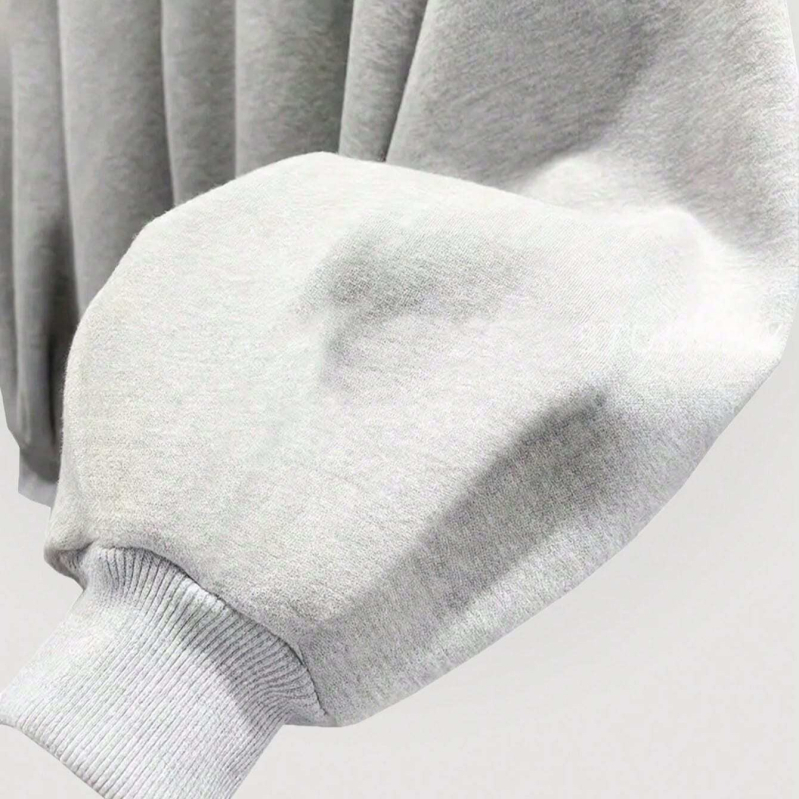 Európai és amerikai őszi és téli új V-nyakú szürke, egyszínű, bő, hosszú ujjú, divatos, kényelmes, lezser melegítőfelső