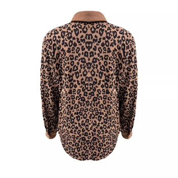 BM04 2024 Amazon európai és amerikai határokon átnyúló női őszi és téli divatos leopárdmintás zsebgombos hosszú ujjú kabát