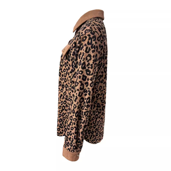 BM04 2024 Amazon európai és amerikai határokon átnyúló női őszi és téli divatos leopárdmintás zsebgombos hosszú ujjú kabát