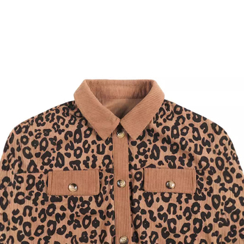 BM04 2024 Amazon európai és amerikai határokon átnyúló női őszi és téli divatos leopárdmintás zsebgombos hosszú ujjú kabát