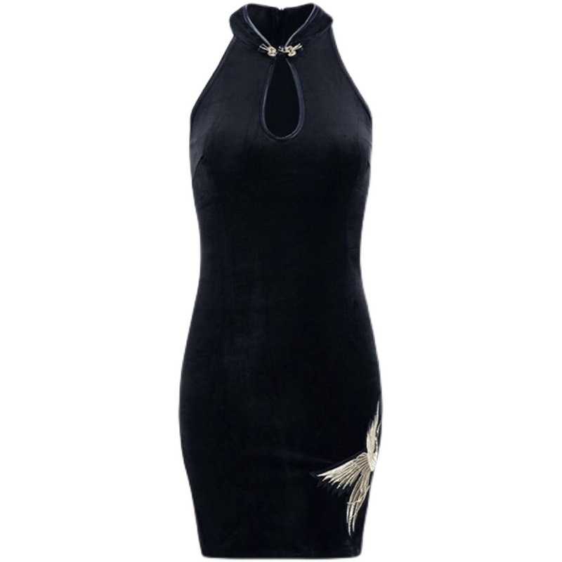 Szexi éjszakai klub karcsúsító megjelenésű bár diszkó továbbfejlesztett cheongsam karcsú csípőhasított ruha nőknek 2024 nyár új trend