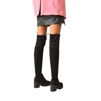Térdig érő csizma női 2024 őszi és téli új rugalmas vékony csizma lapos szárú polár bélésű csizma magas szárú csizma csizma női csizma
