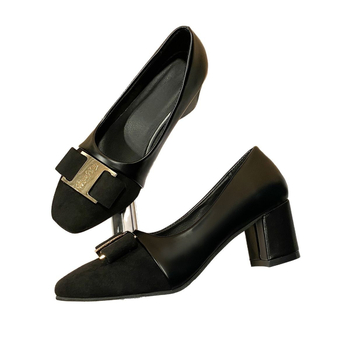 2025 tavaszi Chanel stílusú retró vastag sarkú cipők női színben illő francia sekély szájú cipők széles, vastag lábfejű, plus size női cipők