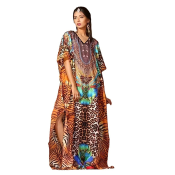 Határokon átnyúló új európai és amerikai női strandblúz, közel-keleti pozicionáló nyomtatott köntös, muszlim, plus size laza ruha