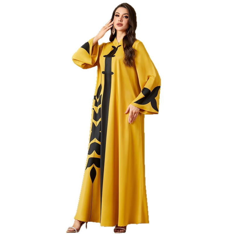 4223 Muszlim ruha Női 2025 Nyári Új Hosszú Ujjú Laza Napi Parti Hétköznapi Hosszú Ruha