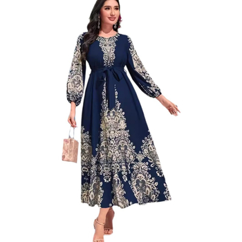 Határokon átnyúló, valódi lövésű, divatos, digitális nyomtatású, hosszú ujjú, közel-keleti ruha