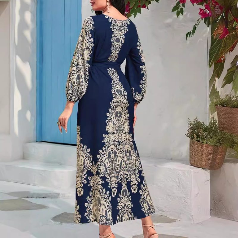 Határokon átnyúló, valódi lövésű, divatos, digitális nyomtatású, hosszú ujjú, közel-keleti ruha
