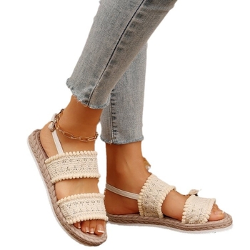 Väliskaubanduse pluss-suuruses moesandaalid naistele 2024. aasta suvised uued moes kootud Euroopa ja Ameerika lamedad sandaalid laos, hulgimüügis