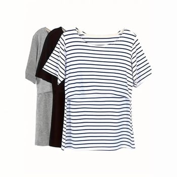 2024 m. nauji keturių sezonų trumpomis rankovėmis europietiški ir amerikietiški „Amazon“ grynos spalvos nėščiosioms skirti marškinėliai apvaliu kaklu