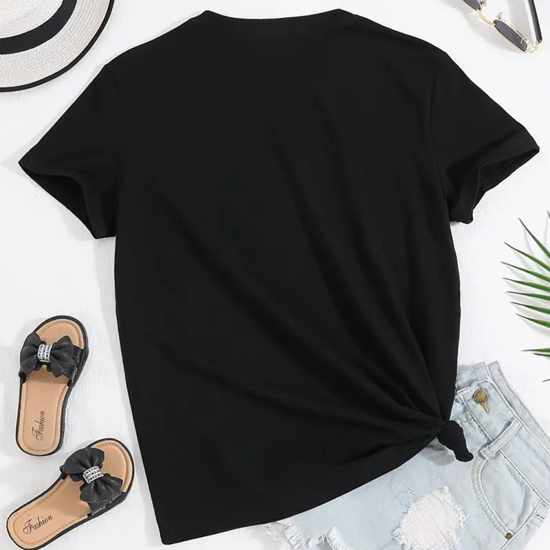 Új tavaszi napraforgós pillangómintás, laza pulóver, kerek nyakú, rövid ujjú női póló határokon átnyúló beszerzése