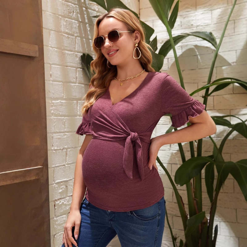 2025 m. Nauji Europos ir Amerikos tarpvalstybiniai suvarstomi vasariniai vientisos spalvos nėščiųjų moterų žindymo marškinėliai