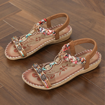 „Amazon“ vasariniai nauji moteriški batai, bohemiško etninio stiliaus, austi su cirkoniais, plokščiapadžiai sandalai, užsienio prekybos batai, didmeninė prekyba