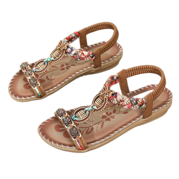 „Amazon“ vasariniai nauji moteriški batai, bohemiško etninio stiliaus, austi su cirkoniais, plokščiapadžiai sandalai, užsienio prekybos batai, didmeninė prekyba