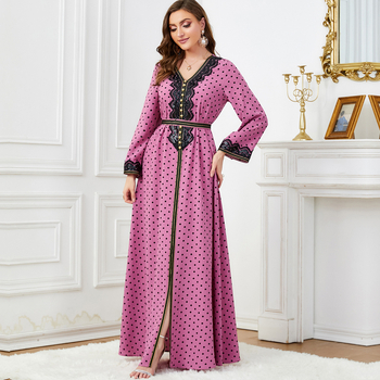 3620-as, közel-keleti, határokon átnyúló arab ruházatú, aranyozott, hosszú ujjú, V-nyakú, hasított női ruha, 2024-es újdonság